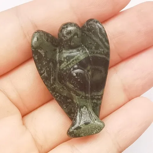 Miniatura 3 de Estatua de ángel guardián de oración de cristal curativo de jade verde natural, 1.5 pulgadas, tallado en bolsillo, figuras de piedra de palma
