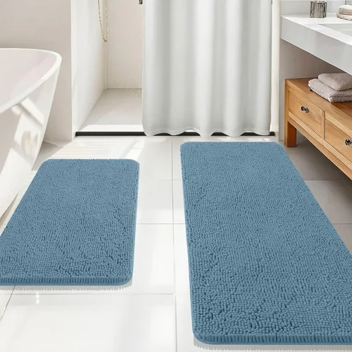 Miniatura 156 de OLANLY Juego de alfombras de baño de 2 piezas, alfombras de baño de chenilla suave y absorbente y alfombra de contorno en forma de U para inodoro