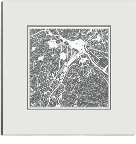 Miniatura 159 de O3 Design Studio Mapa de corte de papel Madrid negro mate de 20 x 20 pulgadas