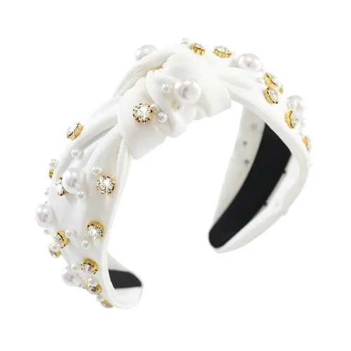 Miniatura 48 de Diadema anudada con joyas para mujeres y niñas, diadema de diamantes de imitación de cristal brillante, nudo superior ancho para mujer, diadema Negro