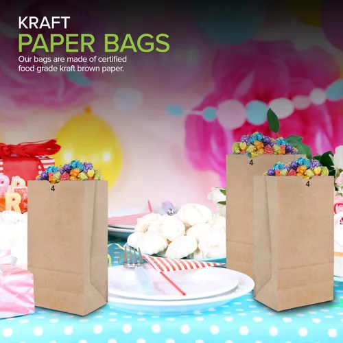 Miniatura 7 de Stock Your Home Bolsas de almuerzo de papel kraft marrón de 4 libras (100 unidades) – Bolsas de almuerzo desechables a granel, bolsa en blanco