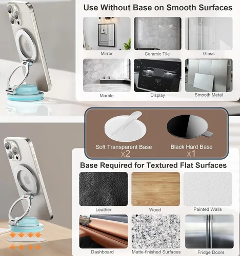 Miniatura 4 de Soporte de teléfono con ventosa de próxima generación 2026 Lindo soporte de teléfono de aleación de zinc de 360 ° de 109 libras Soporte de teléfono