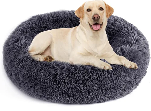 Miniatura 17 de NOYAL Cama Calmante en Forma de Rosquilla para Perros Pequeños a Medianos y Gatos - Cama para Mascotas de Felpa de Piel Sintética Anti-Ansiedad