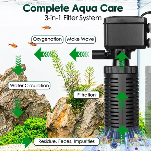 Miniatura 2 de hygger Filtro sumergible para acuario pequeño de 5 a 10 galones, filtración en tanque con aireación para agua salada y agua dulce, filtros internos