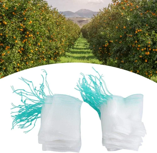 Miniatura 4 de Bolsas de nailon para protección de frutas, paquete de 100 unidades, fundas de malla reutilizables con cordón para árboles de jardín, tomates
