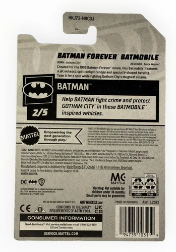 Miniatura 2 de Hot Wheels Batman Forever Batmobile, Batman 2/5 [Gris] 55/250