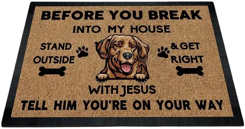Miniatura 7 de Tapete de puerta con texto en inglés "Before You Break Into My House", tapete de goma para interiores y exteriores, tapete de goma para el suelo