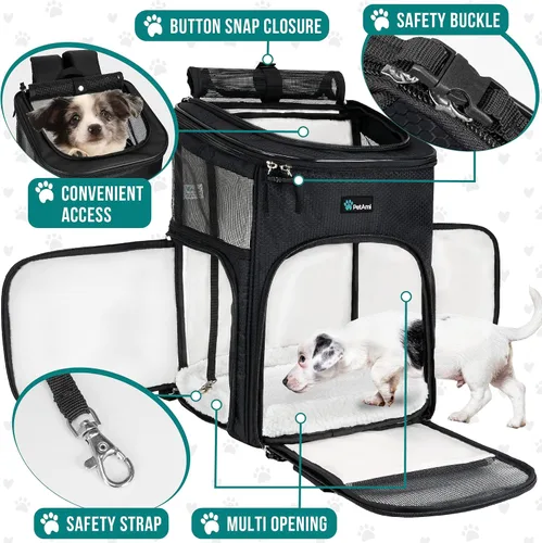 Miniatura 3 de PetAmi Mochila transportadora para perros, mochilas para gatos aprobadas por aerolíneas para transportar gatos pequeños y grandes, mochila