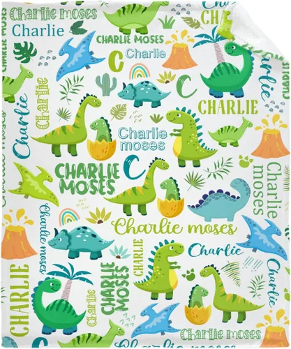 Miniatura 15 de Manta Personalizada con Nombre de Dinosaurio Regalos Personalizados Mantas de Franela Súper Suaves y Ligeras Manta para Niños, Adultos, Adecuada