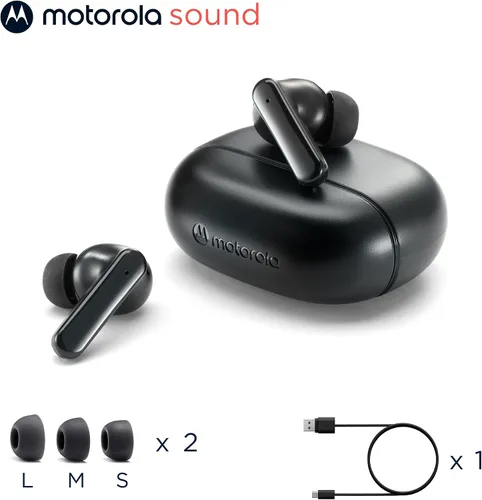Miniatura 8 de Motorola Sound Moto Buds 125 True Wireless Earbuds, IPX5, impermeables, a prueba de sudor, control táctil, con micrófono de cancelación de ruido