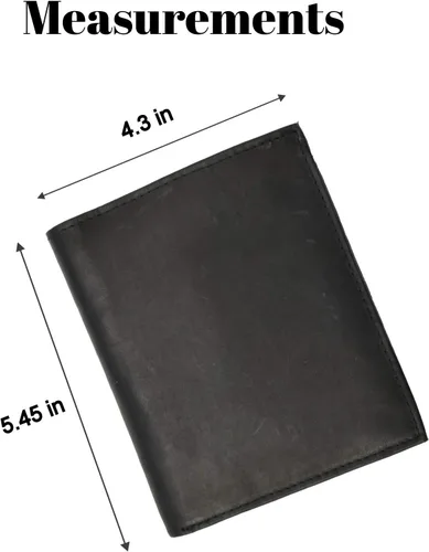 Miniatura 3 de MARSHAL Cartera de piel de alta calidad con bloqueo RFID de doble capacidad para tarjetas de crédito hipster, Negro -, Bifold