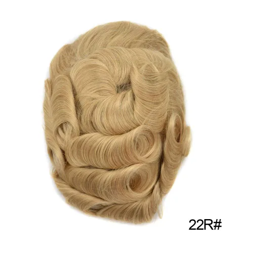 Miniatura 2 de LYRICAL HAIR Toupee para hombres, todos los postizos de piel de polietileno, negro, marrón, rubio, sistema de cabello humano, repuesto natural, #22R