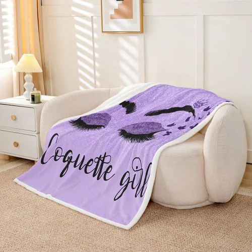 Miniatura 10 de Erosebridal Manta de vellón de pestañas de 40 x 50 pulgadas, hermosa manta de maquillaje femenino para niñas y mujeres, decoración de dormitorio