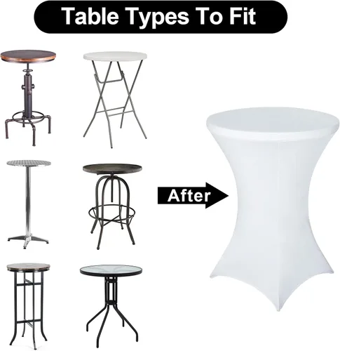 Miniatura 6 de FestiCorp Paquete de 2 manteles de elastano, mantel ajustable de cóctel, manteles redondos elásticos para fiestas, DJ, bares, bodas, cumpleaños