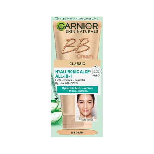 Garnier Skin Naturals Classic Hyaluronic Aloe All-in-1 BB Crema Mediana, 1.7 fl oz
