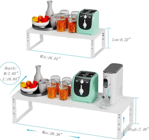 Miniatura 6 de Estante Expandible para Especias de Cocina, Organizador de Estante de Gabinete, Estantes de Almacenamiento Apilables, Estantería Ajustable