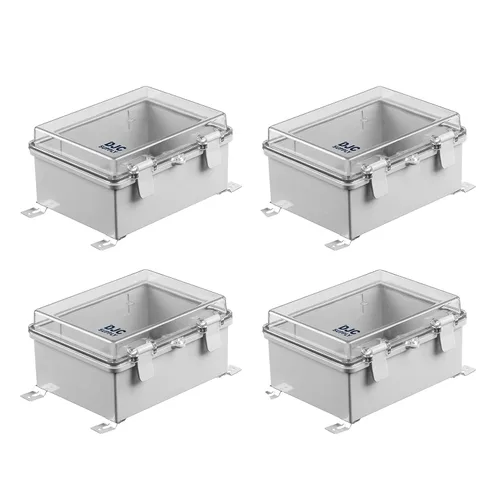 Miniatura 6 de Co. ABS 6.6" x 8.7" x 4.3" impermeable IP67 caja electrónica con bisagras con placa de montaje, soporte, cubierta de plástico y clips