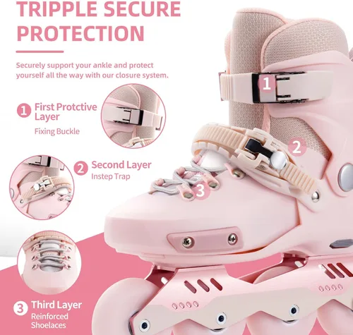 Miniatura 3 de SWAY Patines en línea ajustables para niños, adolescentes y adultos, ruedas iluminadas de alto rendimiento, patines en línea ideales para niños