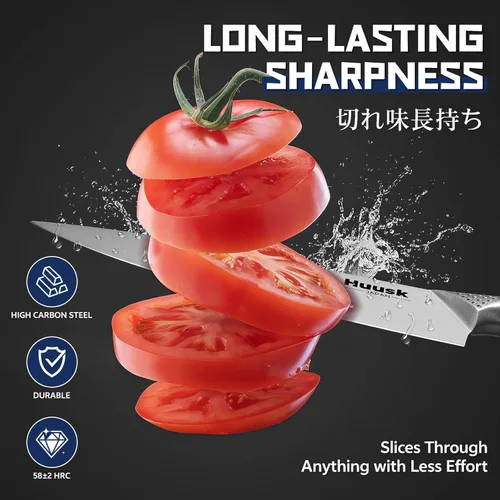 Miniatura 2 de Huusk Juego de cuchillos de chef japoneses – Juego de 5 cuchillos de cocina con mango ergonómico, juego de cuchillos de chef profesionales ultra