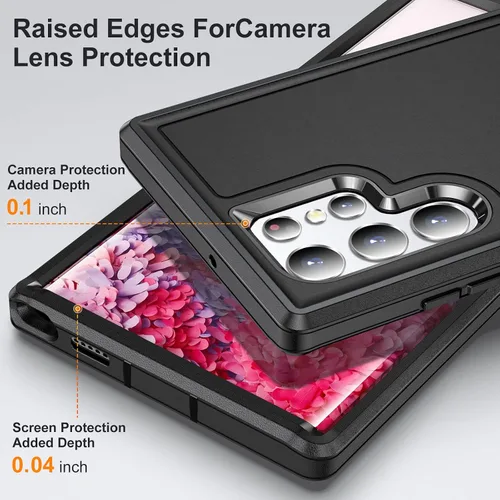 Miniatura 5 de Funda para Samsung Galaxy S22 Ultra con función atril de 3 capas de grado militar, funda protectora de silicona resistente a prueba de golpes