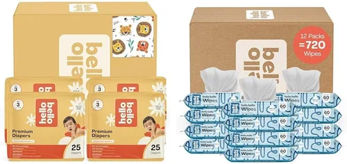 Miniatura 46 de Pañales Hello Bello, talla 4 (22-37 libras) Flower Child, 21 unidades de pañales desechables premium para bebé, hipoalergénicos con sensación suave