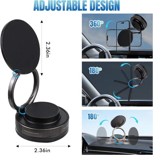 Miniatura 2 de Soporte magnético para teléfono con succión al vacío, soporte retráctil plegable para teléfono celular con ventosa, soporte de teléfono ajustable