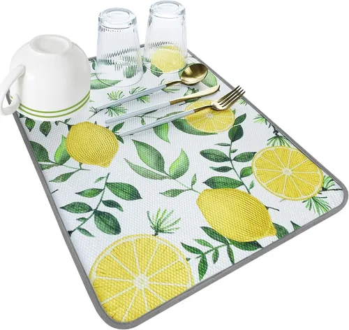 Miniatura 11 de SHIYUE Tapete de secado de platos para encimera de cocina, súper absorbente, decoración de cocina de primavera, tapete de secado de microfibra