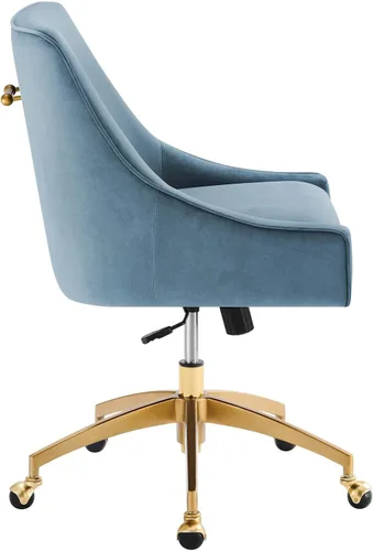 Miniatura 4 de Modway Discern Performance - Silla de oficina giratoria de terciopelo en color azul claro