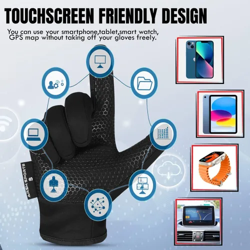 Miniatura 2 de Guantes de invierno para hombres y mujeres, resistentes al viento, para pantalla táctil, antideslizantes, para clima frío, guantes cálidos