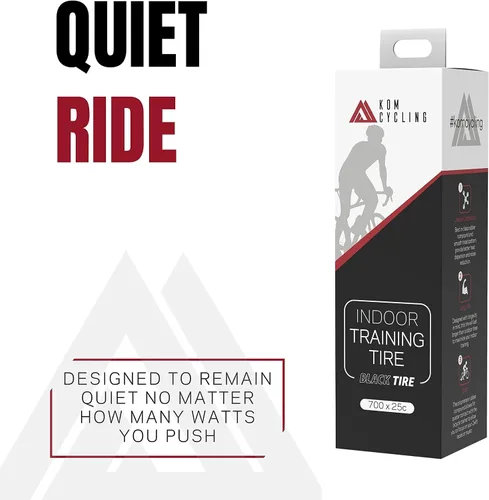 Miniatura 4 de KOM Cycling Neumático de entrenamiento de interior 700 x 25 c – Neumático de bicicleta de carretera con compuesto de goma patentado silencioso