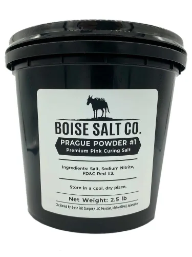 Boise Salt Co. Polvo de Praga #1 Sal de curado rosa prémium - Cubo resellable de 2.5 libras.