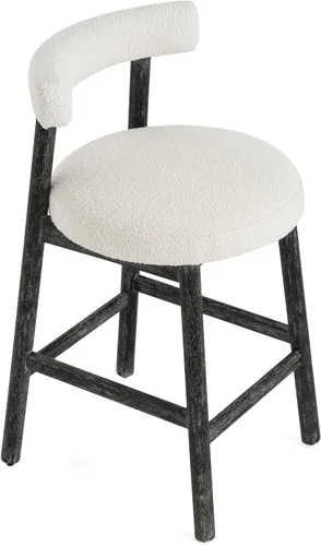 Miniatura 7 de Christopher Knight Home Annes Taburetes de Bar de Altura de Mostrador Juego de 2, Taburete de Bar Redondo de Tela Boucle para Isla de Cocina, Silla
