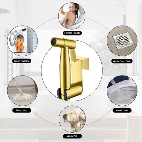 Miniatura 6 de LOSCHEN Kit de rociador de bidé para inodoro, rociador de mano Shattaf Accesorio de inodoro de acero inoxidable para baño de mascotas/higiene