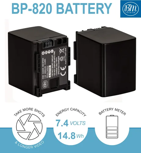 Miniatura 2 de BM BP-820 Batería y cargador para Canon VIXIA HF G50, HF G60, HF G70, XA40, XA45, XA50, XA55, GX10, HF G20, HF G21, HFG30, HFG40, XA10, XA11, XA11