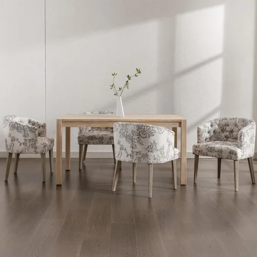 Miniatura 7 de Ya-Home Mid-Century - Juego de 2 sillas de comedor tapizadas de lino, cómodas sillas auxiliares con patas de madera para comedor, sala de estar