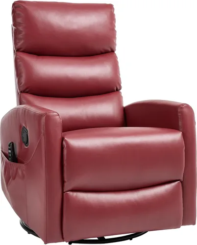 PELUMY Sillón reclinable y mecedora giratoria de 360° con calor y masaje vibratorio, silla balancín para adultos, sillón reclinable compacto para