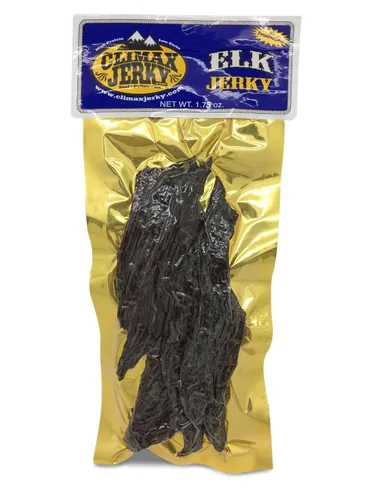 Tiras gruesas de corte en kippered de estilo natural prémium de 1.75 onzas. Cecina de alce – Sin conservantes – Alto contenido en proteínas – Bajo