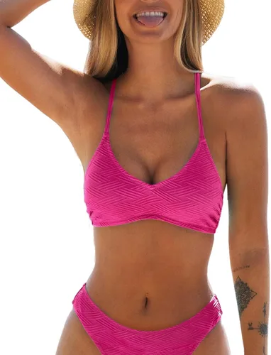 Miniatura 7 de CUPSHE - Parte superior de bikini para mujer; traje de baño superior con diseño cruzado, tirantes delgados y escote en V