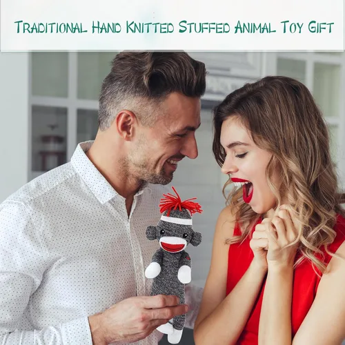 Miniatura 4 de Adorable mono calcetín de 8 pulgadas, el original juguete de peluche tradicional tejido a mano, regalo para niños, bebés, adolescentes, niñas