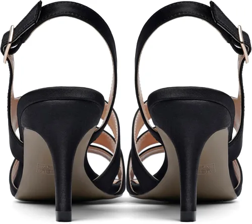 Miniatura 6 de YODEKS Sandalias de tacón para mujer Slingback Strappy Tacones bajos de gatito Tacones de punta abierta
