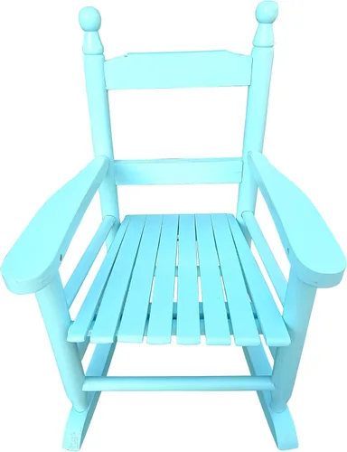 Miniatura 3 de Mecedora para niños, mecedora para niños, mecedora para niños con estructura clásica de madera dura, para niños, niñas, guardería, interior, Azul
