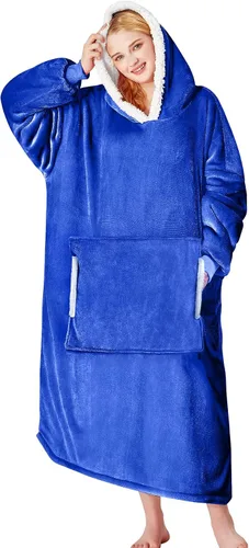 Miniatura 33 de yescool - Cobija con capucha, sudadera de franela de forro polar sherpa para adultos, mujeres y hombres, talla única