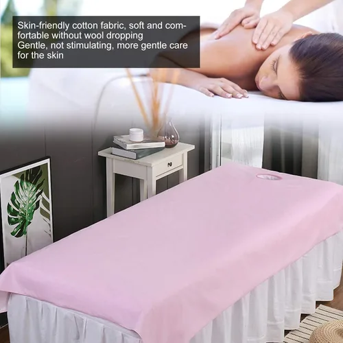 Miniatura 4 de Sábana para cama de masaje de spa, 2 piezas, reutilizables, resistentes al aceite, de algodón suave, para salón de belleza, con agujero de cama (#2)