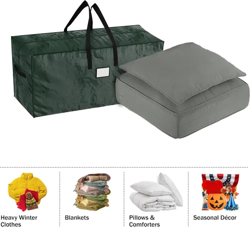 Miniatura 6 de Paquete de 2 bolsas de almacenamiento para árbol de Navidad - Bolsas impermeables para árboles artificiales desarmados de 17 pies, guirnaldas