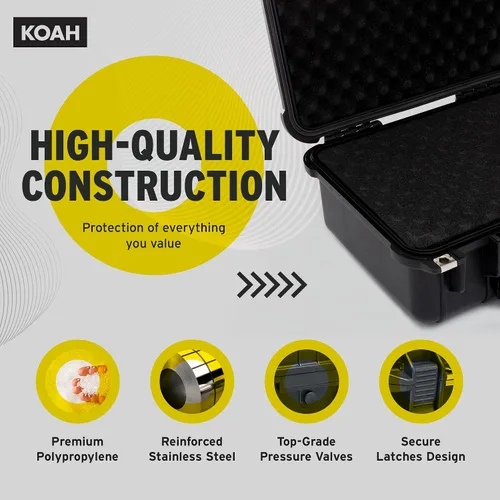 Miniatura 2 de Koah Funda rígida de plástico resistente a la intemperie con espuma personalizable (13 x 11 x 6 pulgadas), a prueba de agua y golpes, para cámaras