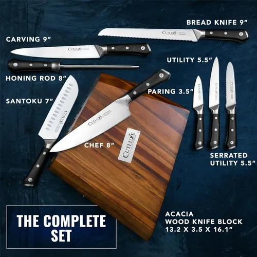 Miniatura 2 de Cutluxe Juego de cuchillos de cocina – Juego de 8 cuchillos de chef profesional con bloque – Cuchillos afilados con diseño de espiga completa, acero