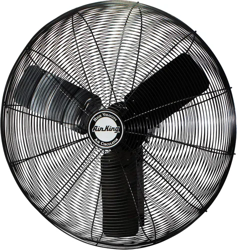 Air King 9030 Ventilador de montaje en pared de grado industrial de 30 pulgadas y 1/4 caballos de fuerza con 7,400 CFM, acabado negro