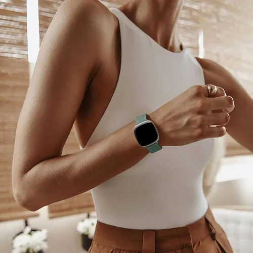 Miniatura 8 de Ouwegaga Paquete de 6 bandas elásticas compatibles con Fitbit Sense 2 Bands/Sense/Versa 4/Versa 3 bandas para mujer, correa de nailon elástica suave