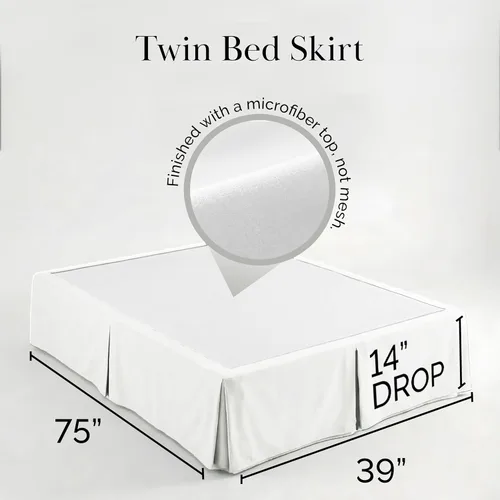 Miniatura 2 de Southshore Fine Linens VILANO Springs faldón para cama plisada, 15 pulgadas, Microfibra, Blanco brillante, gemelo