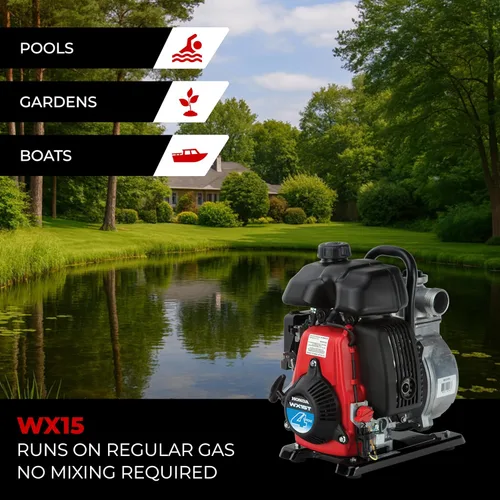 Miniatura 4 de Honda WX15 Bomba de agua de uso general de 1.5 pulgadas a gas para drenaje de piscinas, jardines, barcos y más, capacidad de 74 galones por minuto